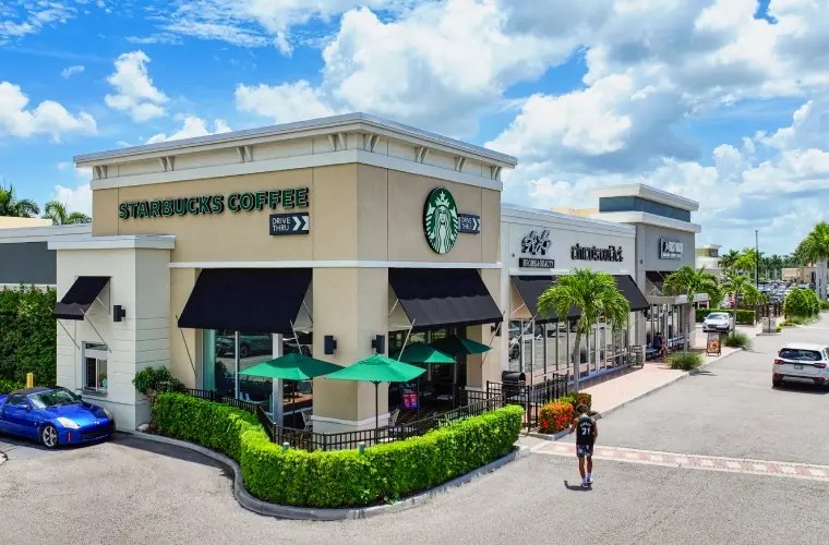 Cocoplum Village Shops storefront with Starbucks in North Port